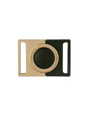 2 Part Shiny Gold with Black Closure Clasp Belt Buckle