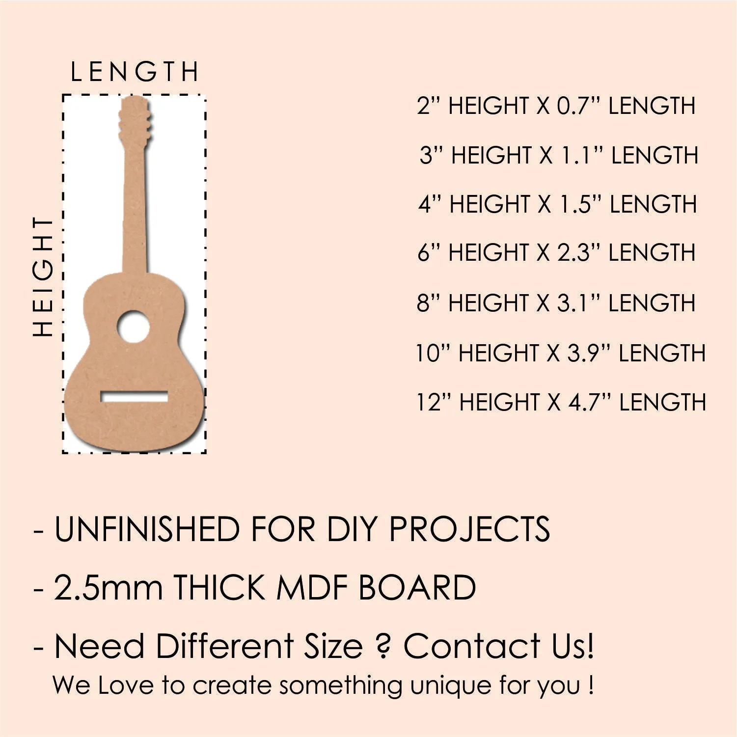 Acoustic Guitar MDF Cutout