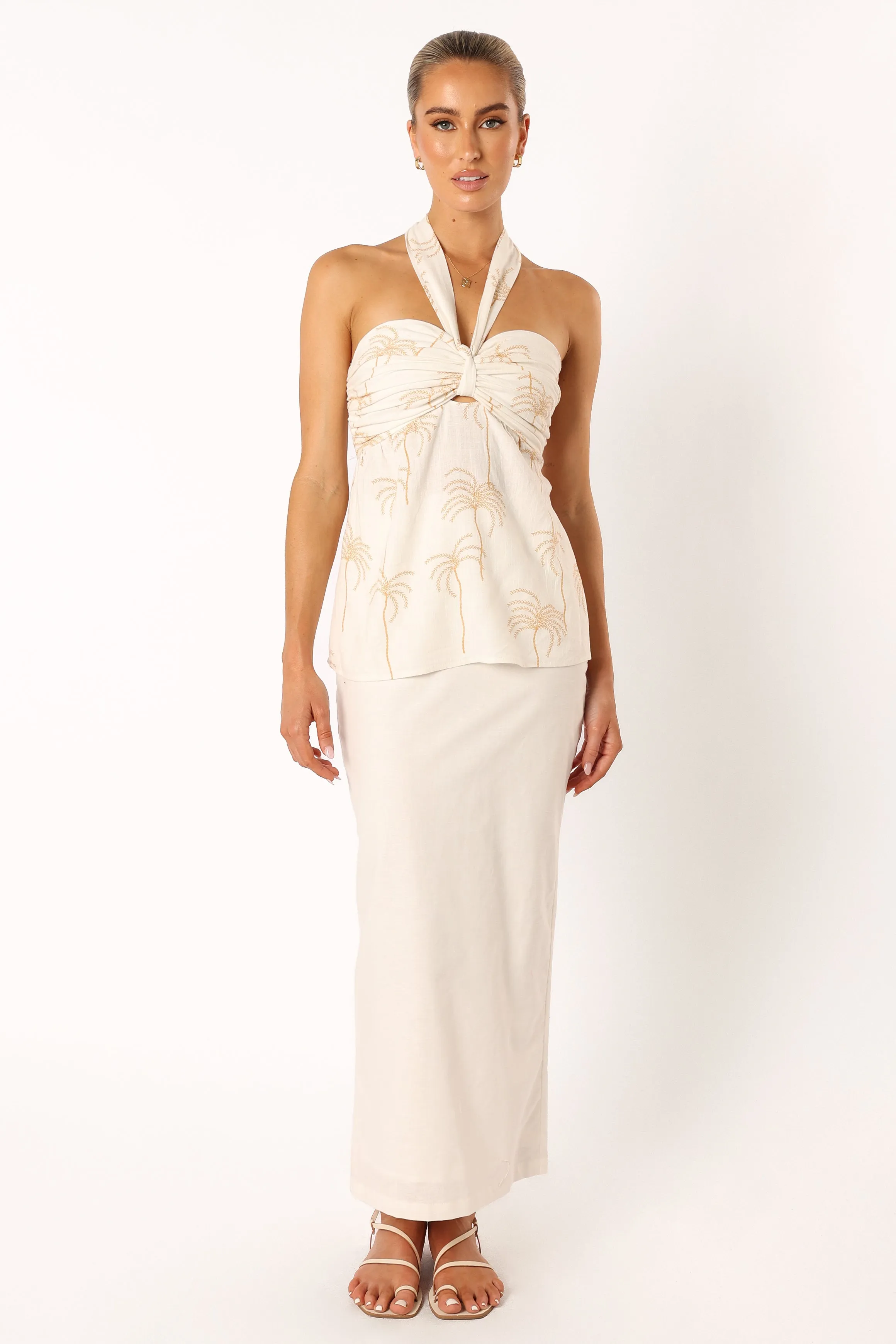 Amira Strapless Top - Palm Print