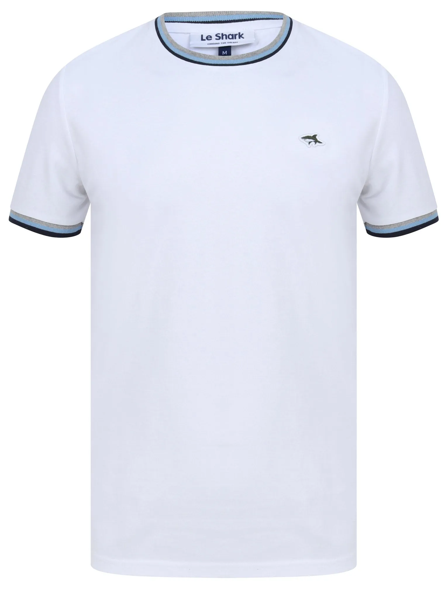 Archer Cotton Jersey T-Shirt with Ribbed Tipping in Bright White - Le Shark
