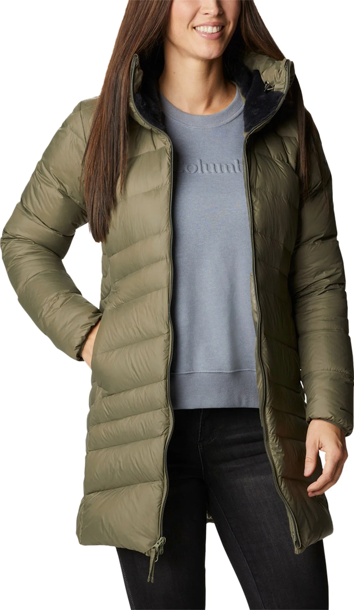 Autumn Park Down Hooded Mid Jacket - Women's|-|Manteau à capuchon mi-long en duvet Autumn Park - Femme