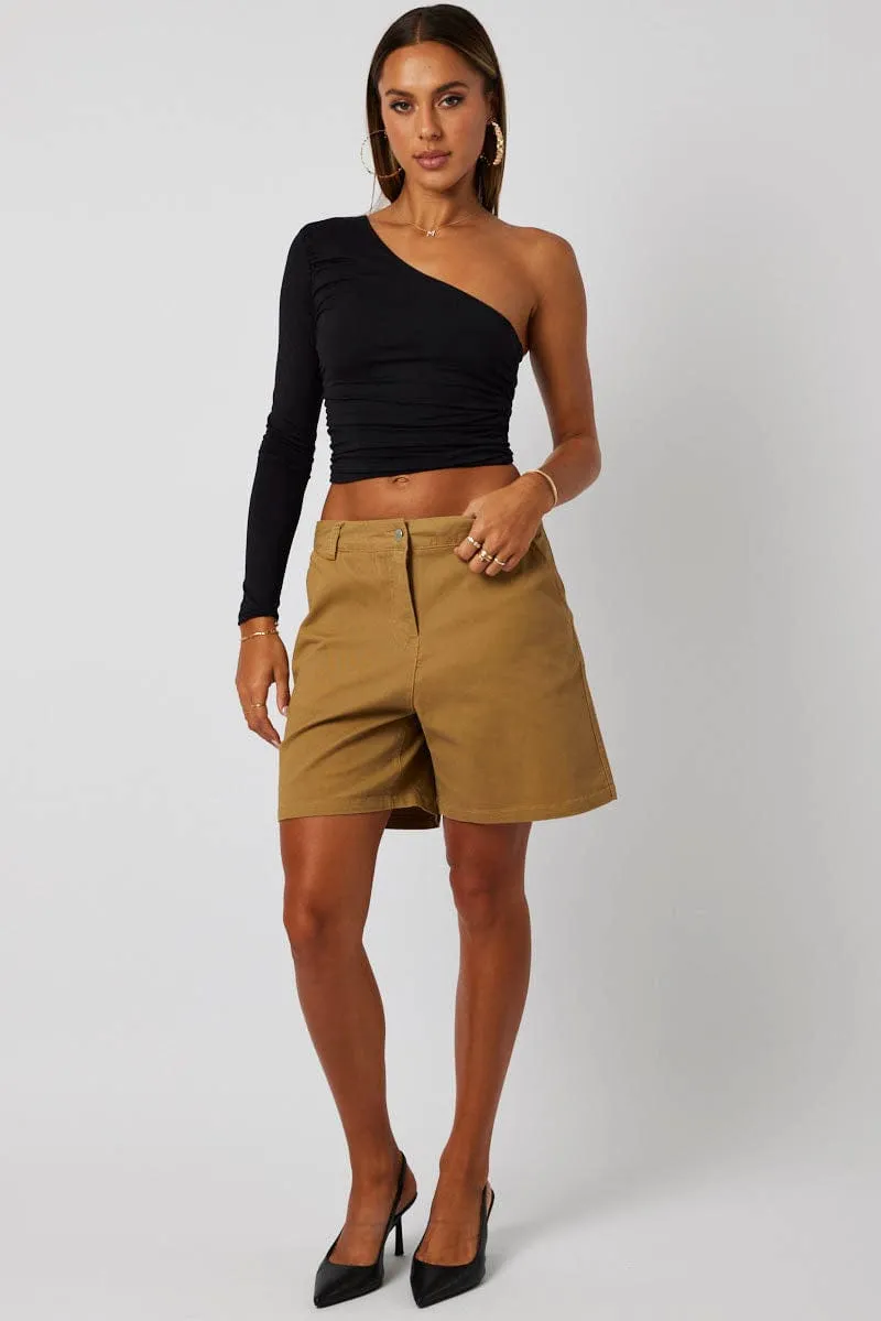 Beige Longline Short