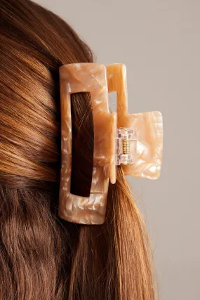 Beige Rectangle Claw Clip