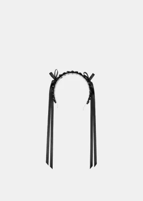 Black Bow Ribbon Daisy Chain Hairband