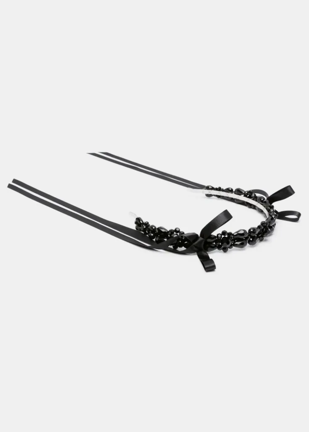 Black Bow Ribbon Daisy Chain Hairband