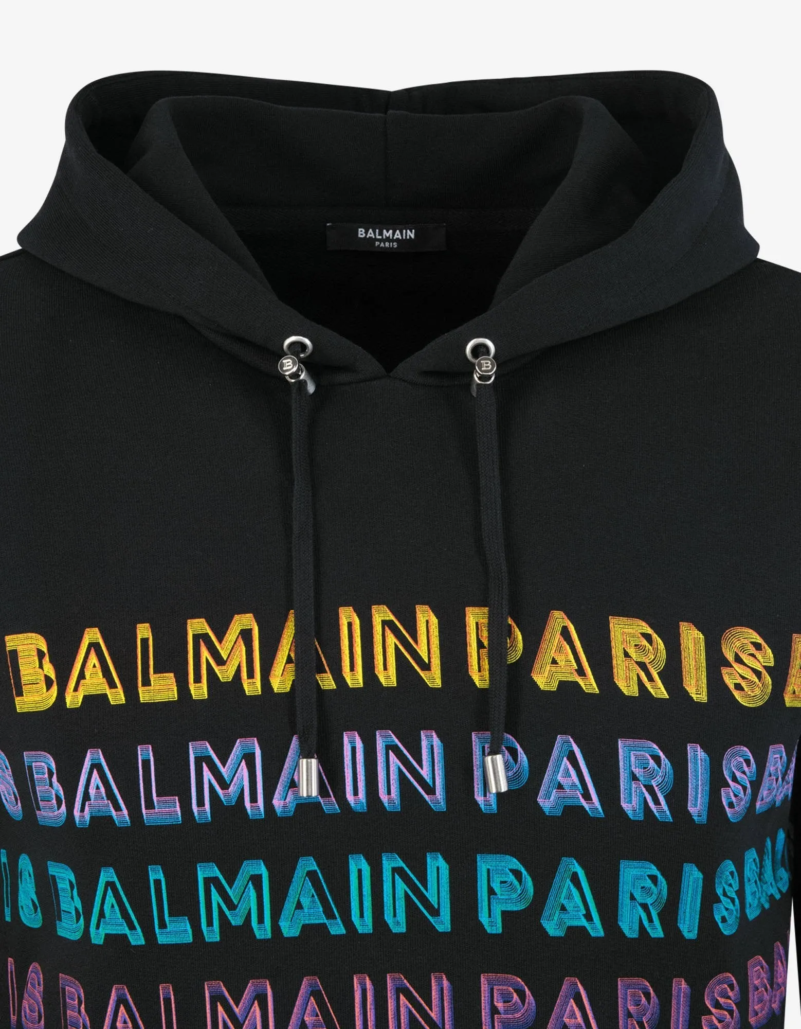 Black Colourful Logos Print Hoodie -