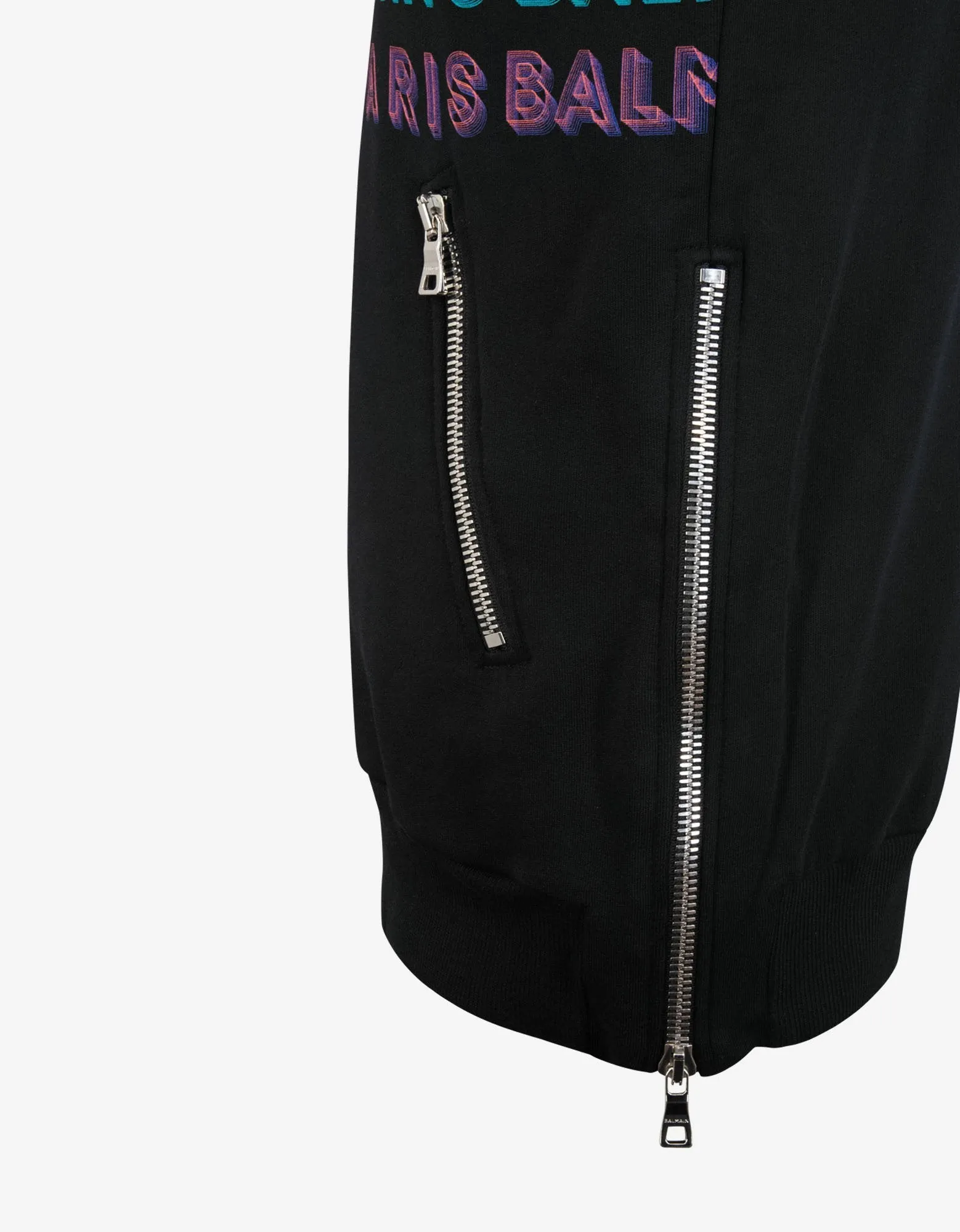Black Colourful Logos Print Hoodie -