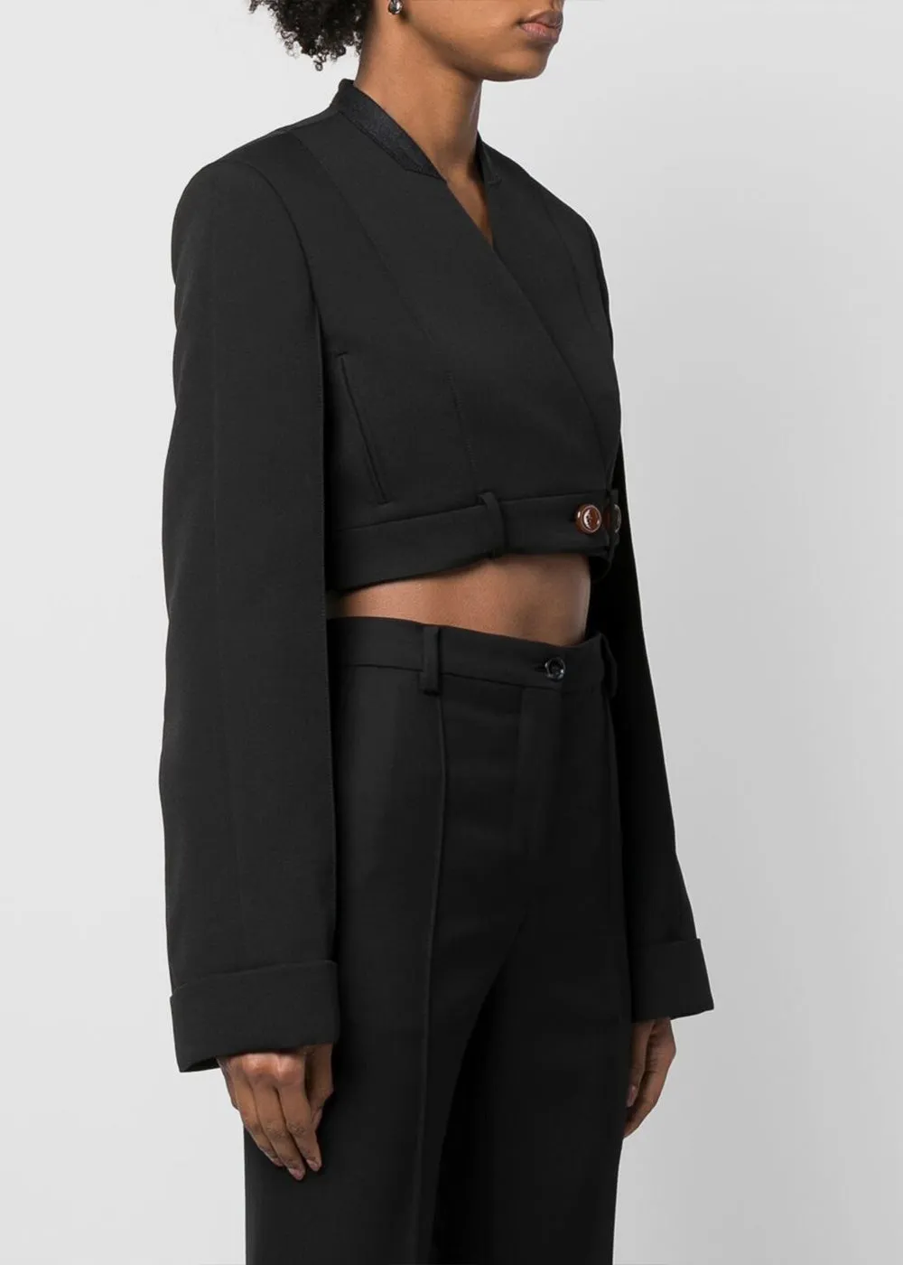 Black Cropped Suit Jacket