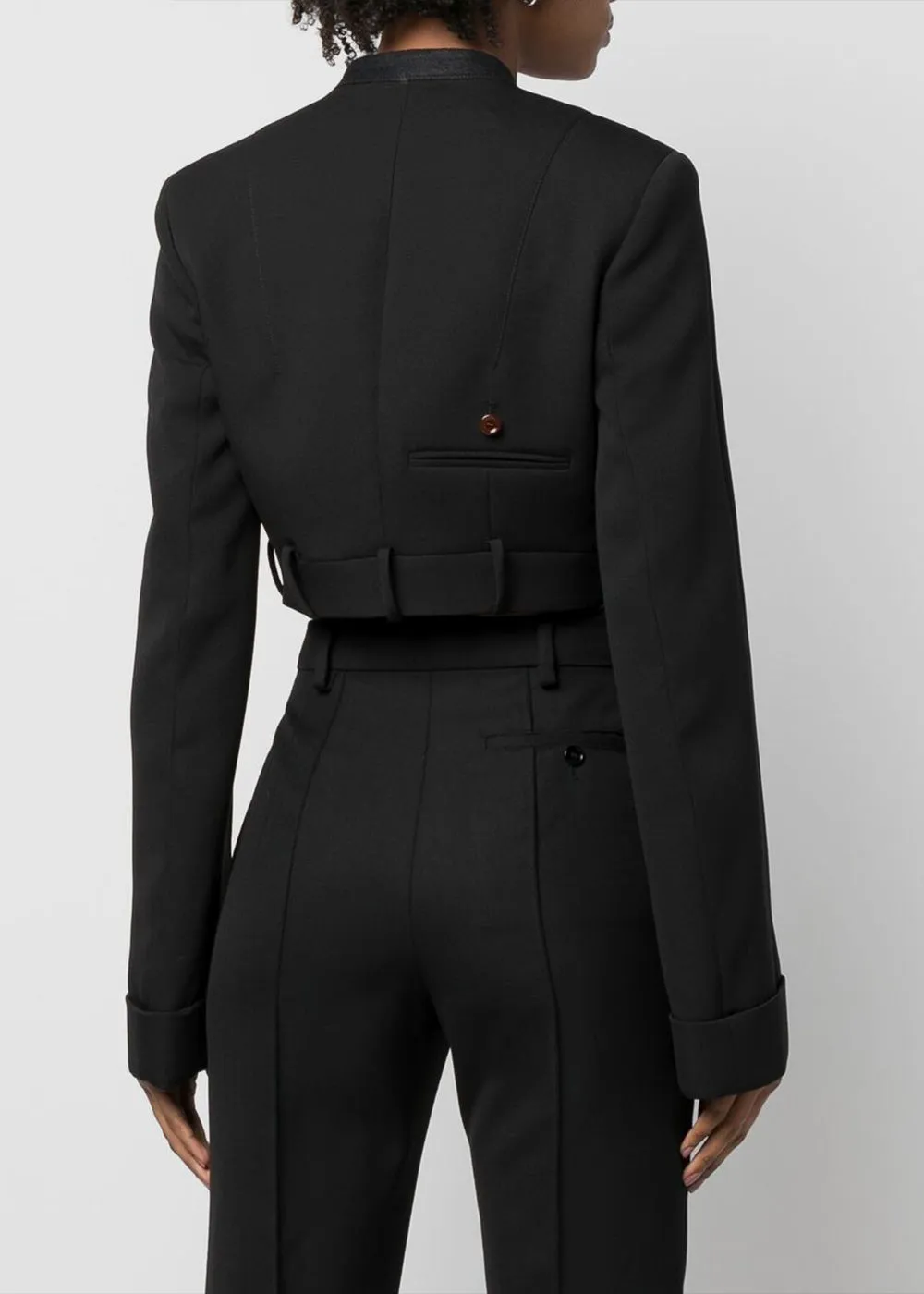 Black Cropped Suit Jacket