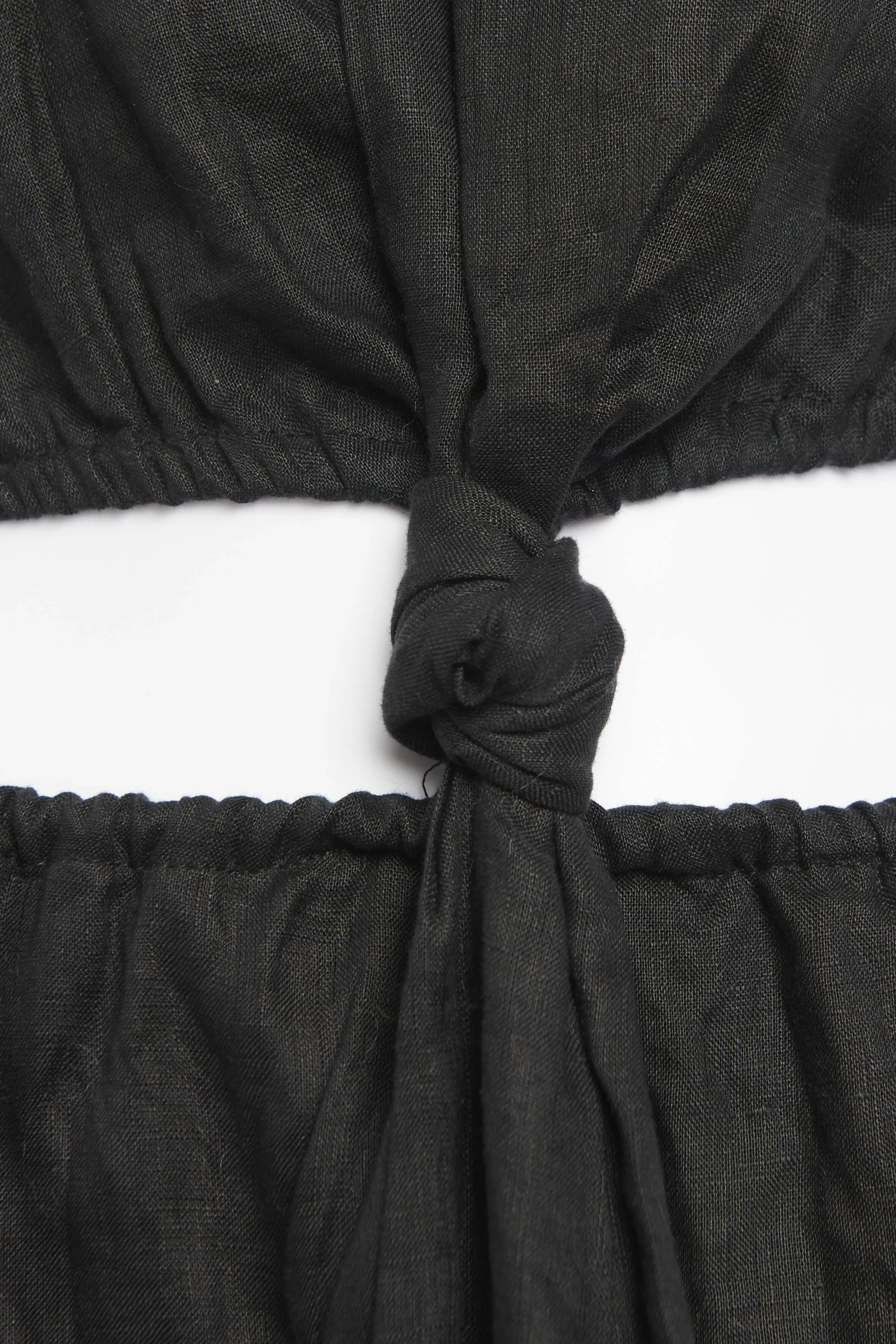 Black Cutout Front Knot Linen Preowned Dress