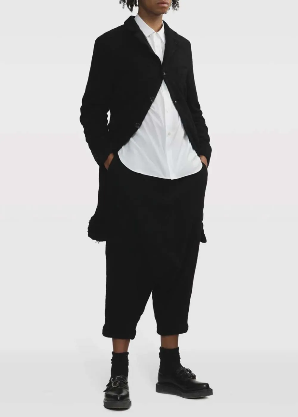Black Distressed Single-Breasted Coat