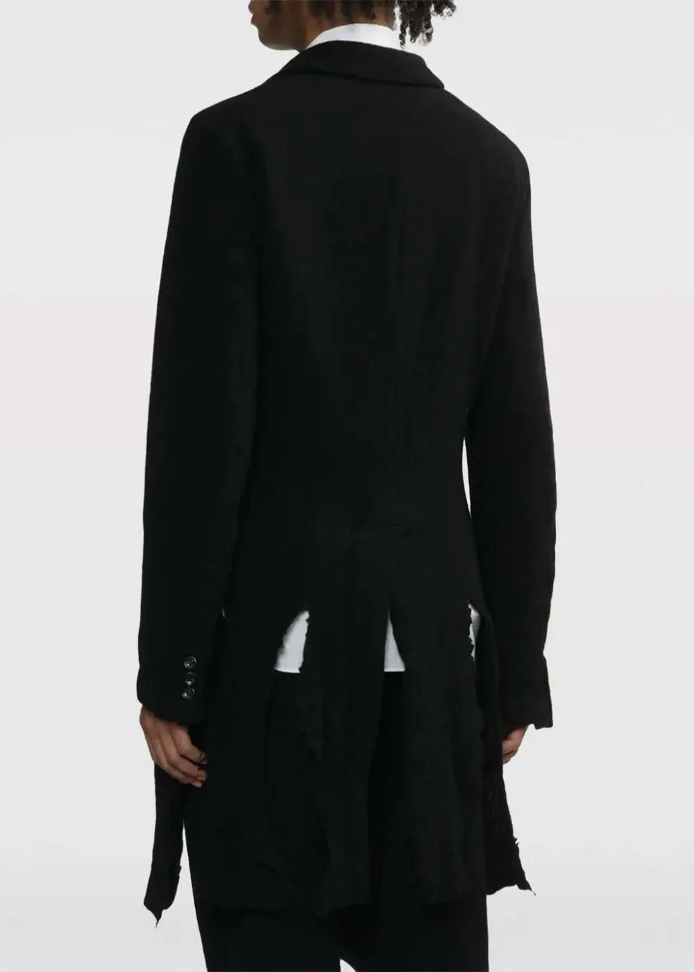 Black Distressed Single-Breasted Coat