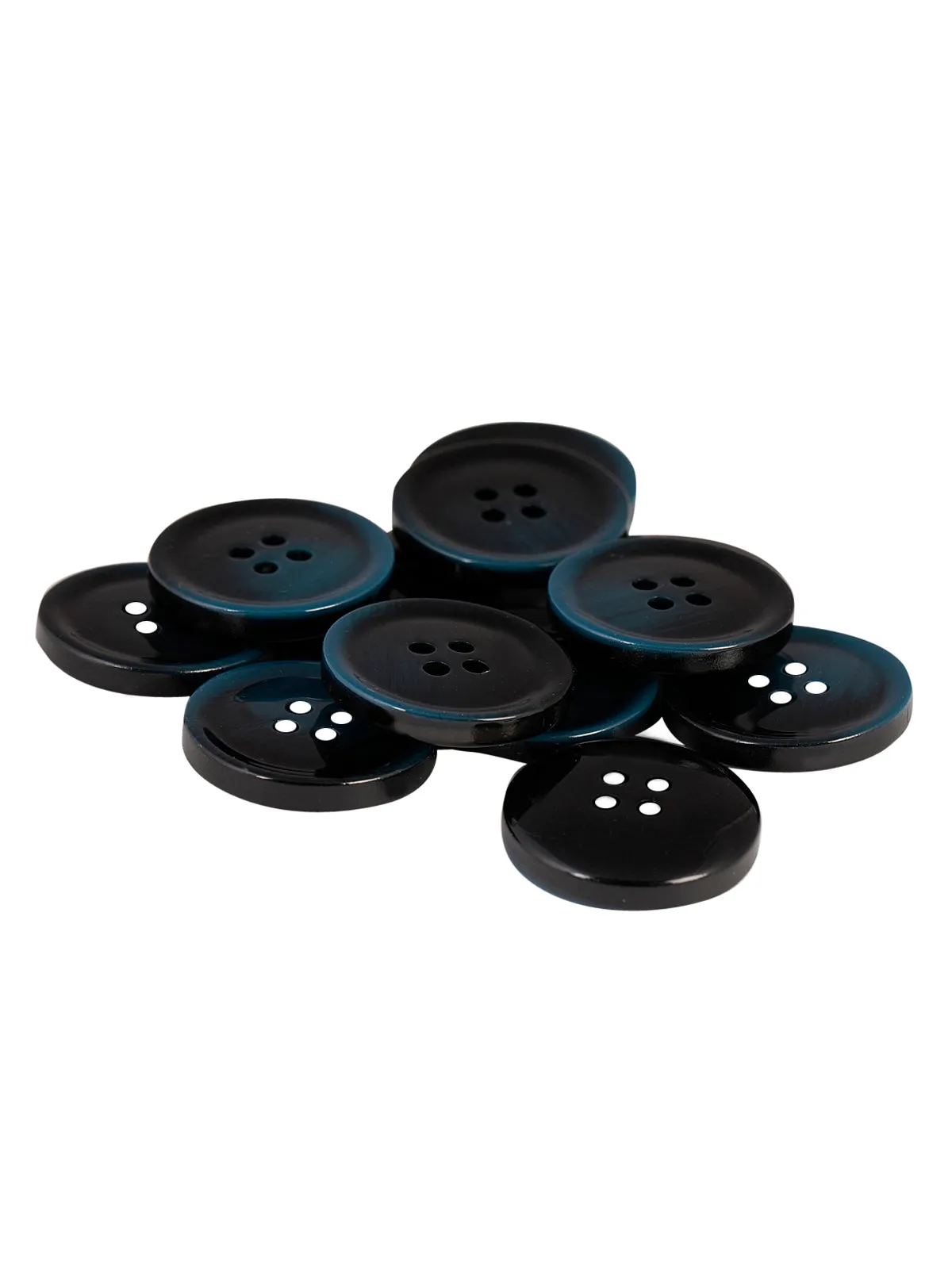 Black with Blue Shaded Round Shape 4-Hole Blazer/Coat Button
