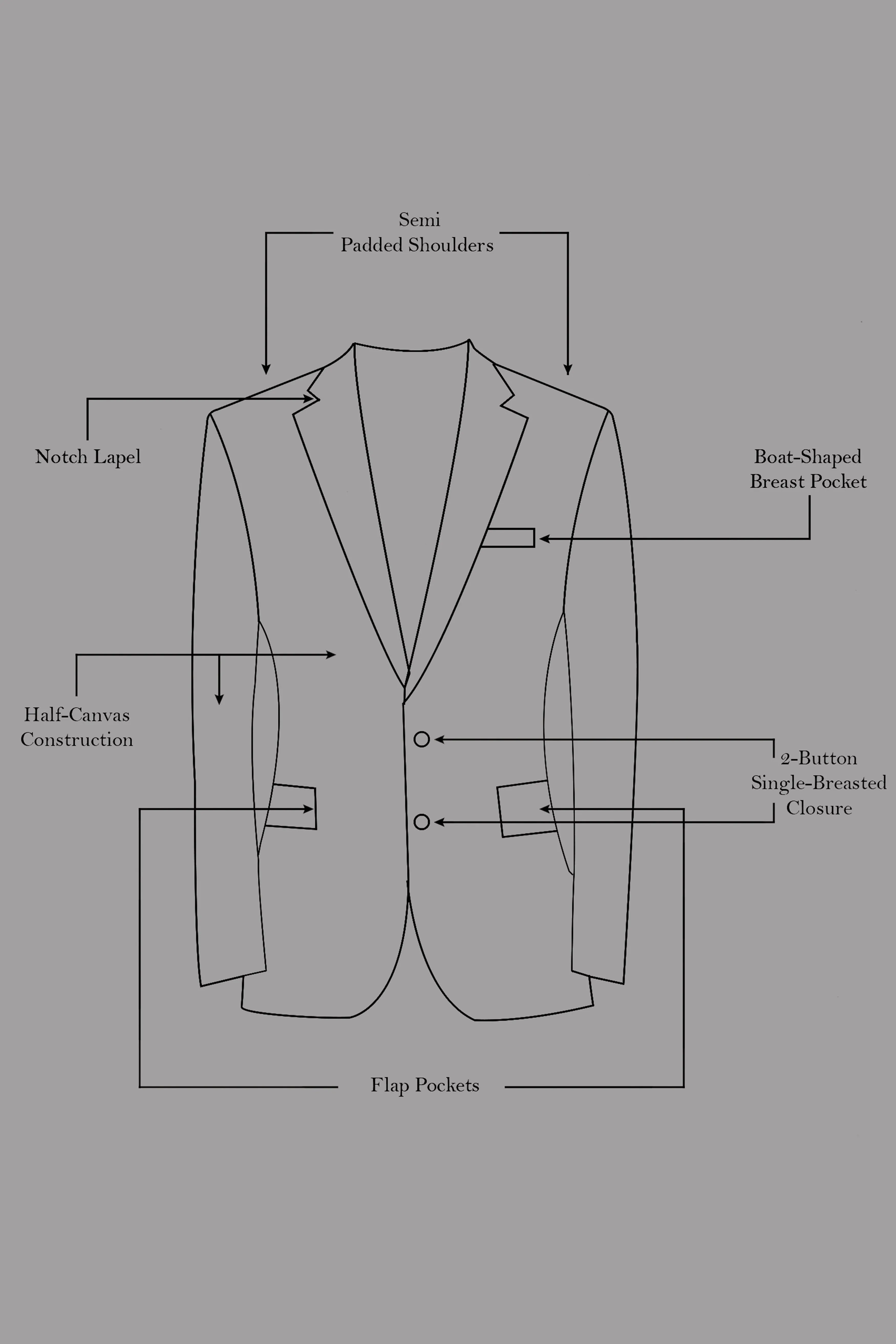 Bluish Wool Rich Single-breasted Suit