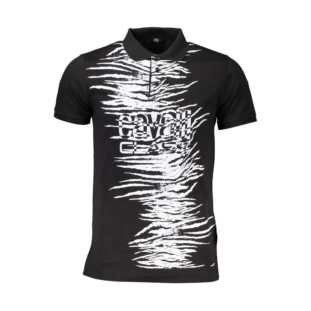 Cavalli Class Black Cotton Men Polo Men's Shirt