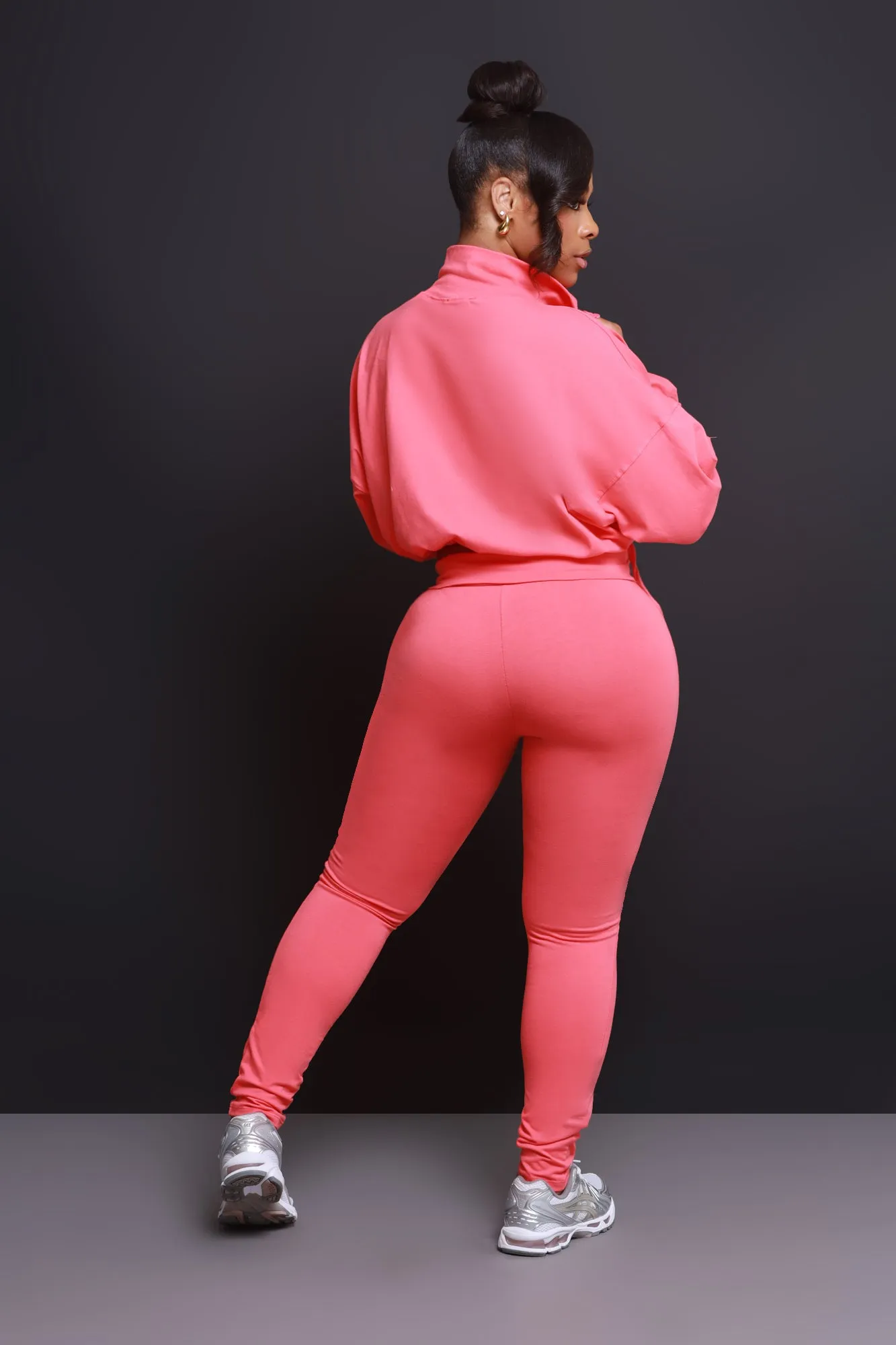 Cued Up Cropped Legging Set - Coral