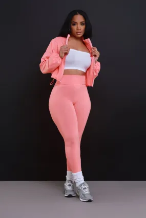 Cued Up Cropped Legging Set - Peach