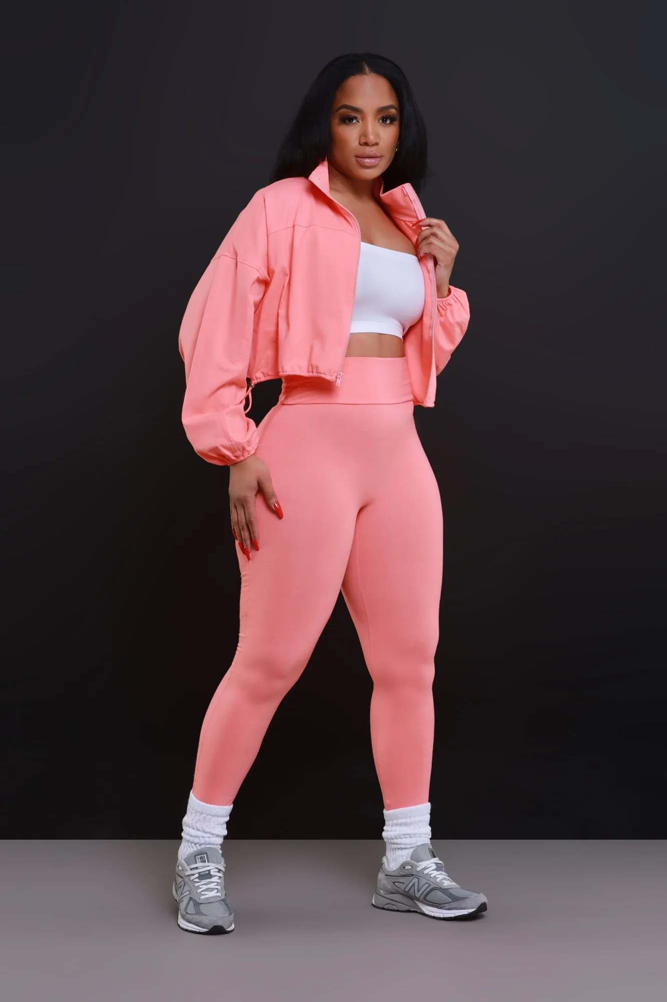 Cued Up Cropped Legging Set - Peach