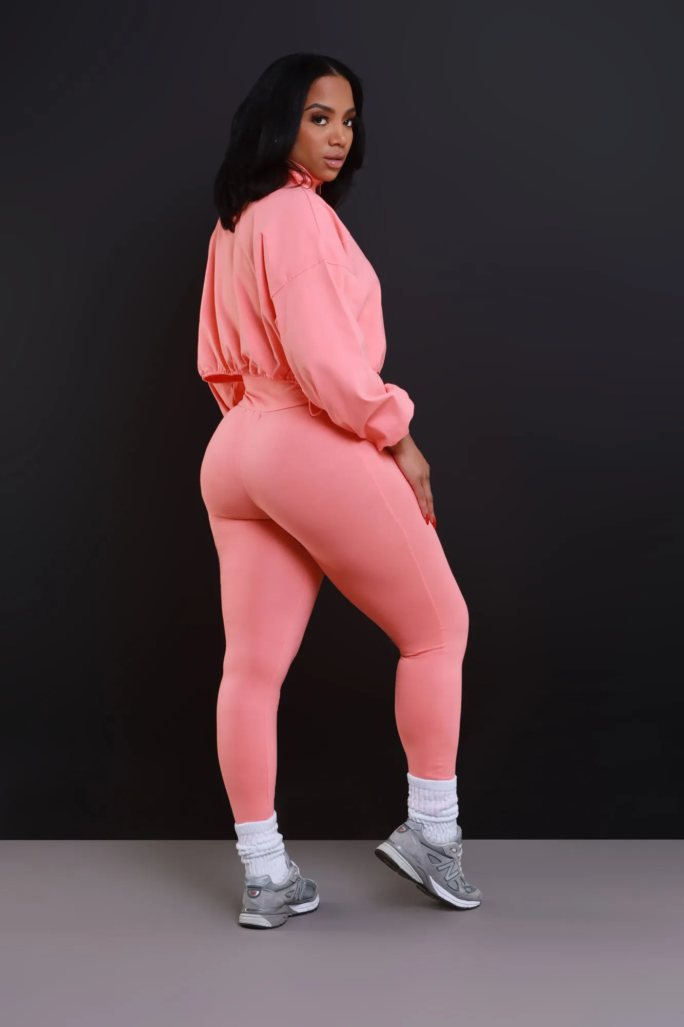 Cued Up Cropped Legging Set - Peach