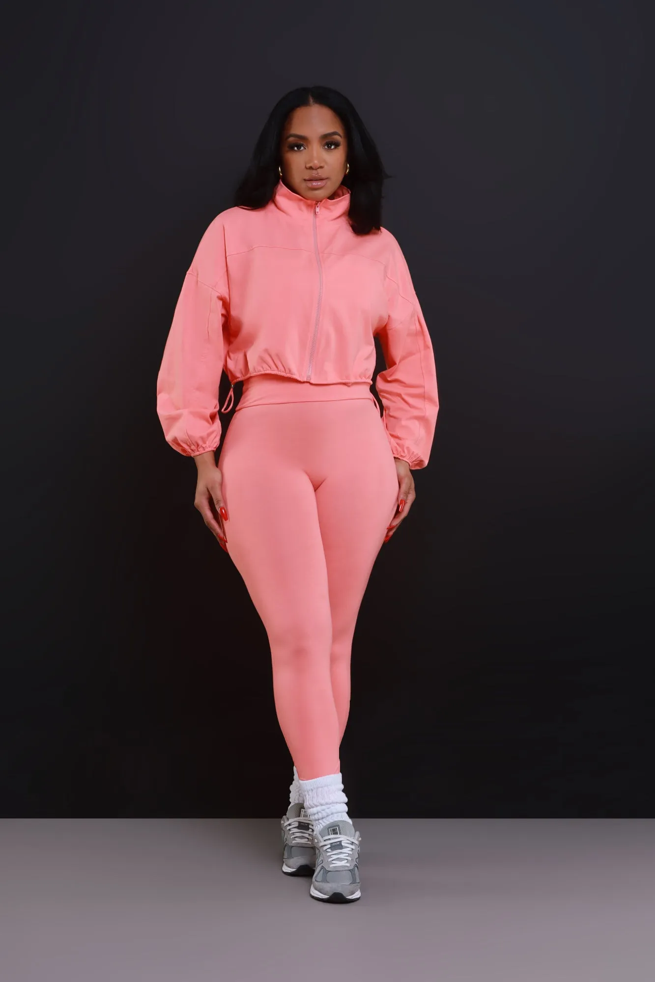 Cued Up Cropped Legging Set - Peach