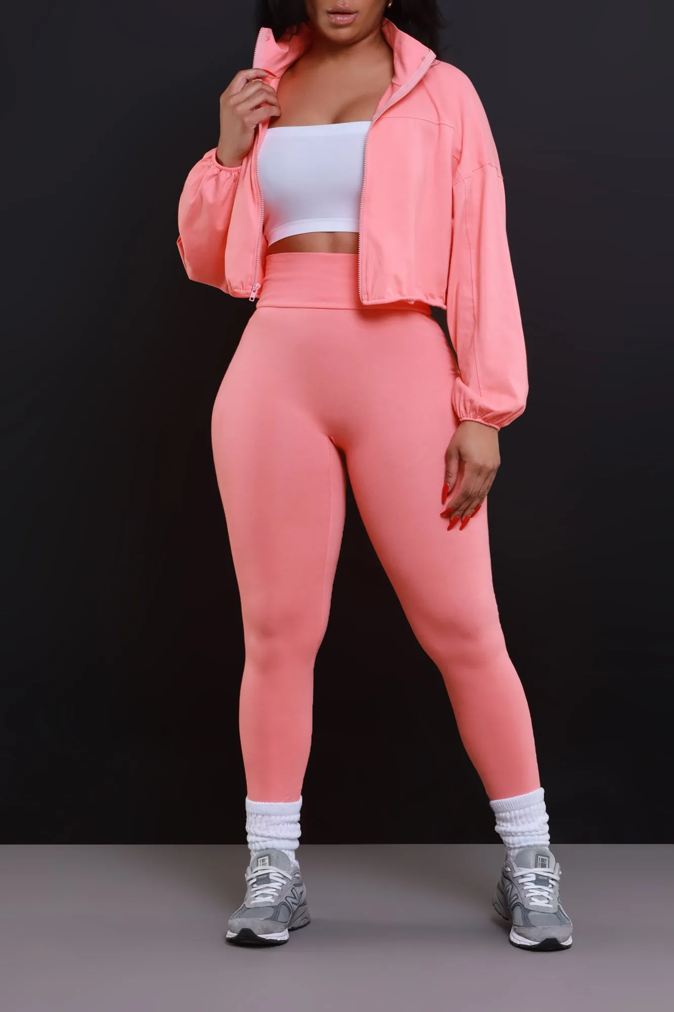Cued Up Cropped Legging Set - Peach