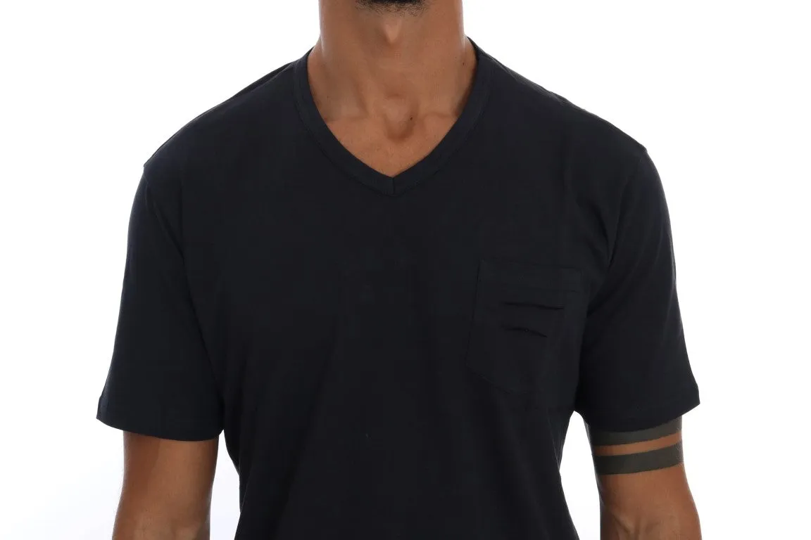 Daniele Alessandrini Chic Blue V-Neck Cotton Men's Tee