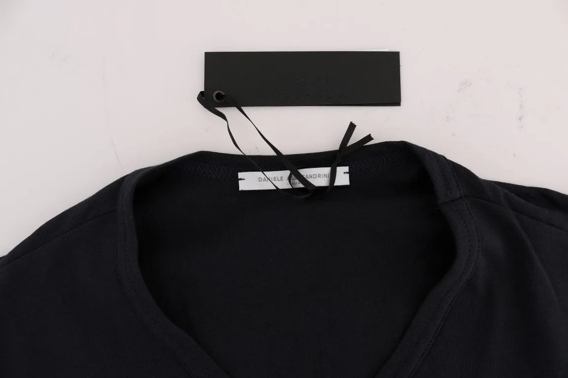 Daniele Alessandrini Chic Blue V-Neck Cotton Men's Tee