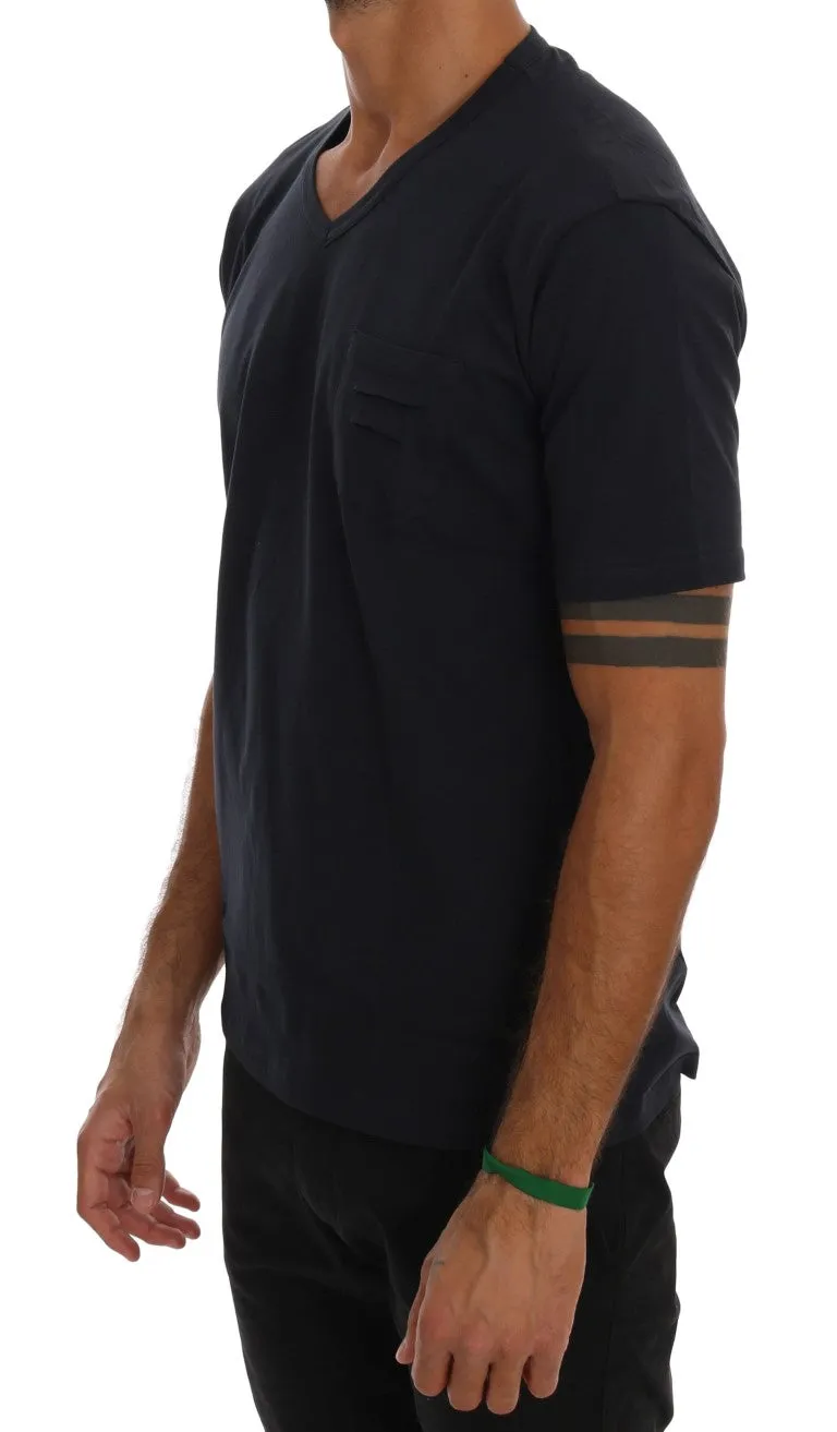Daniele Alessandrini Chic Blue V-Neck Cotton Men's Tee