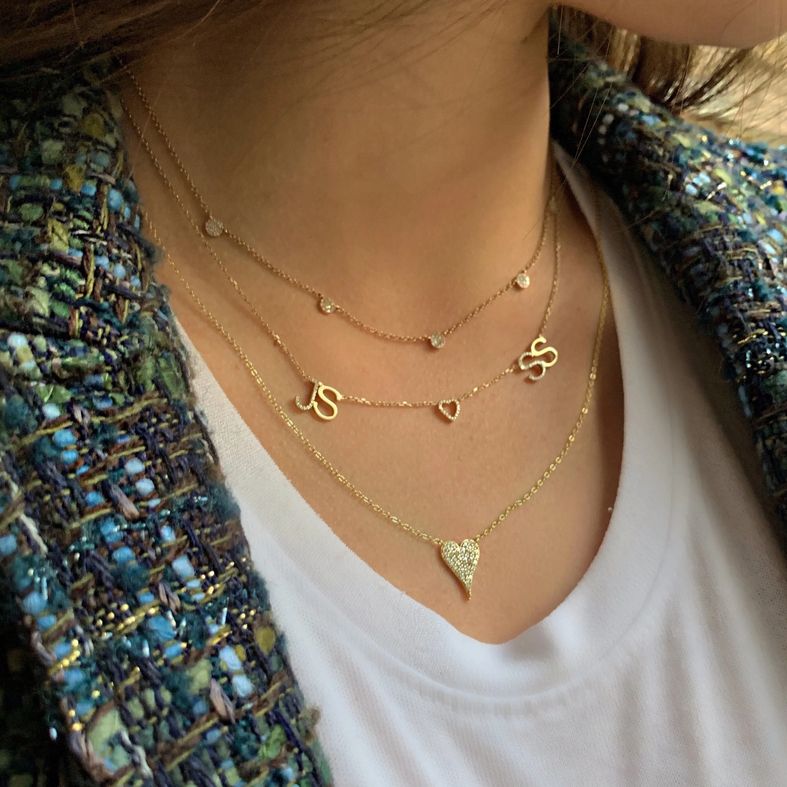 Diamond Accent Initial Couples Necklace