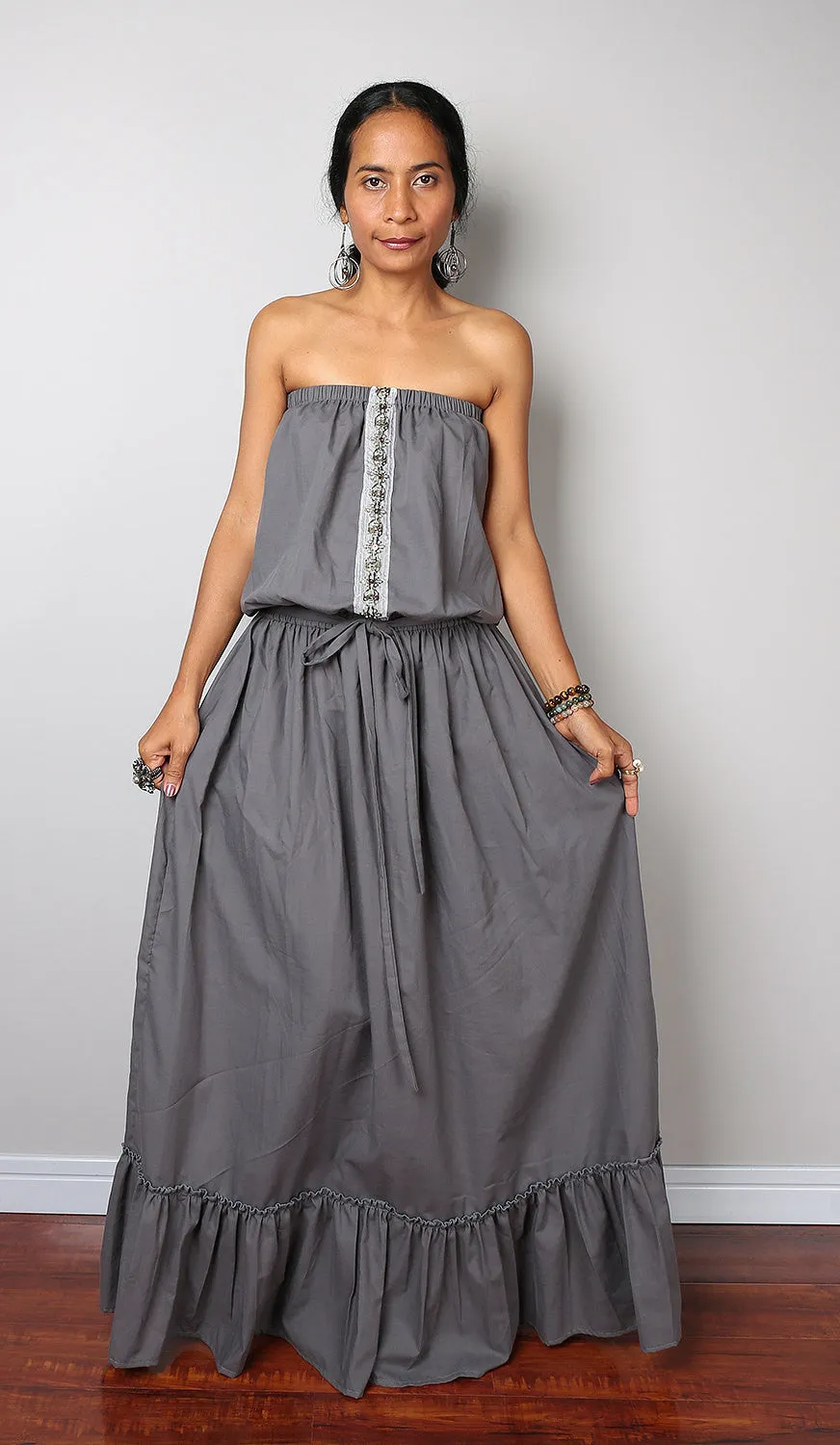 Grey Maxi Dress / Romantic Summer Dress  : Cheer me Up collection