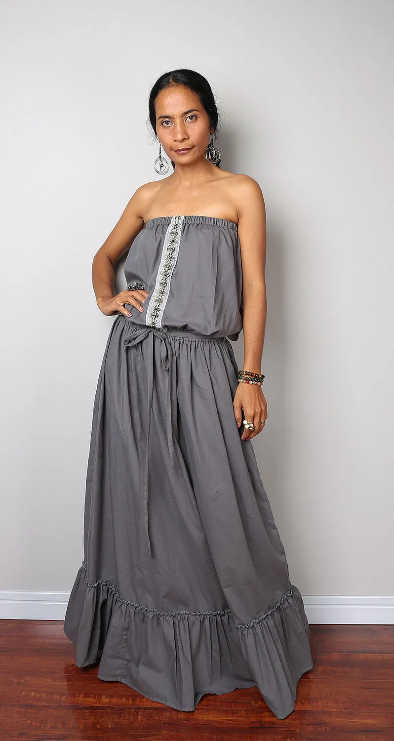 Grey Maxi Dress / Romantic Summer Dress  : Cheer me Up collection
