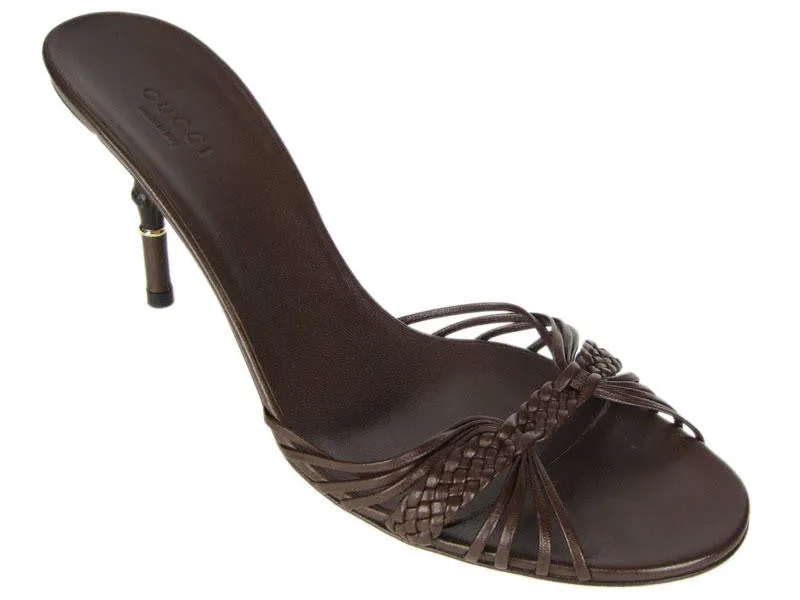 Gucci Brown Braided Leather Slides