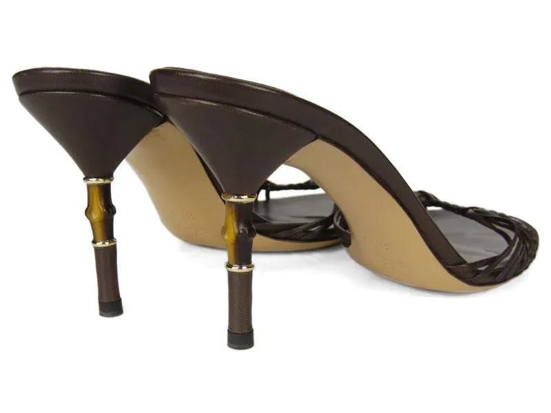 Gucci Brown Braided Leather Slides