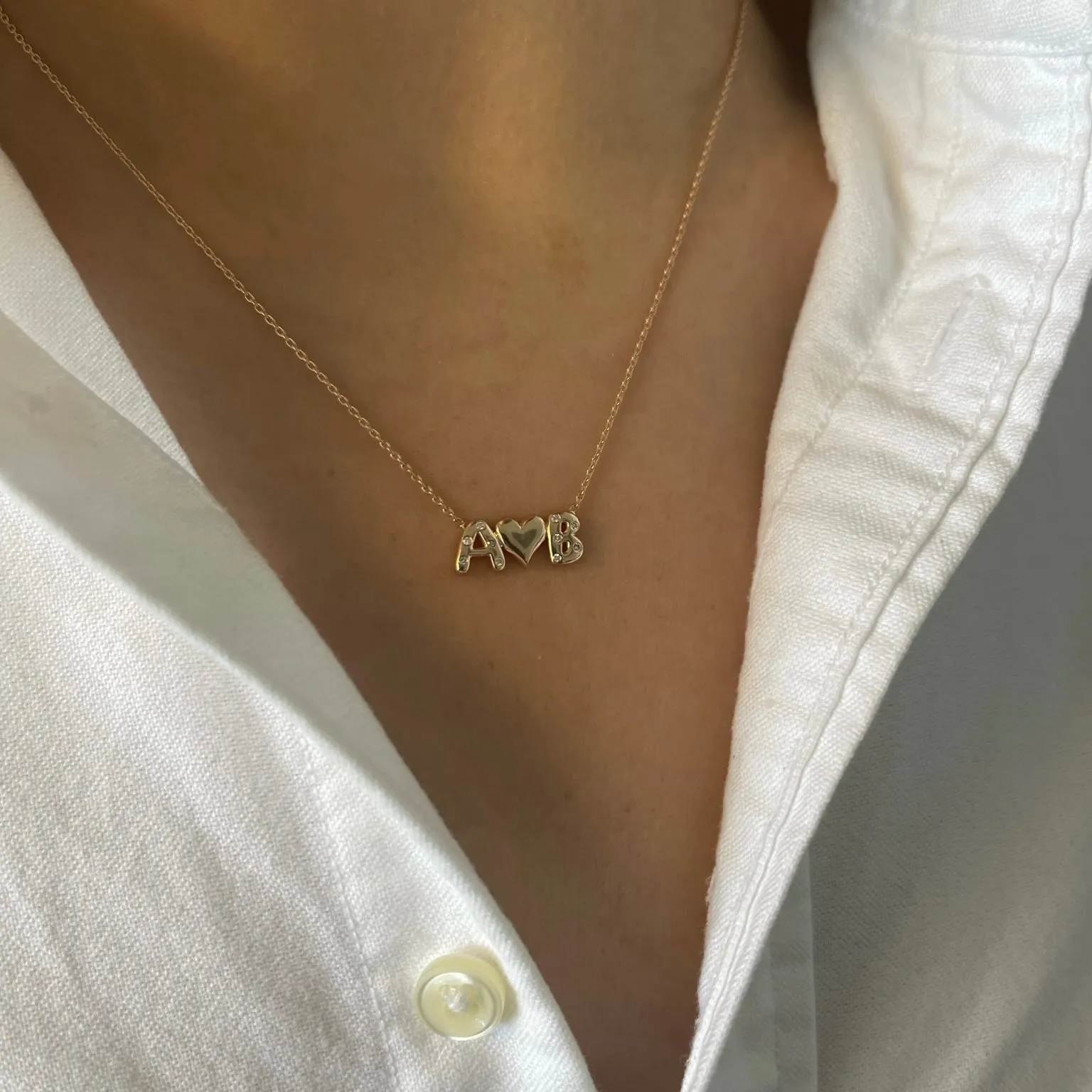 Inlay Diamond Helium Couples Necklace