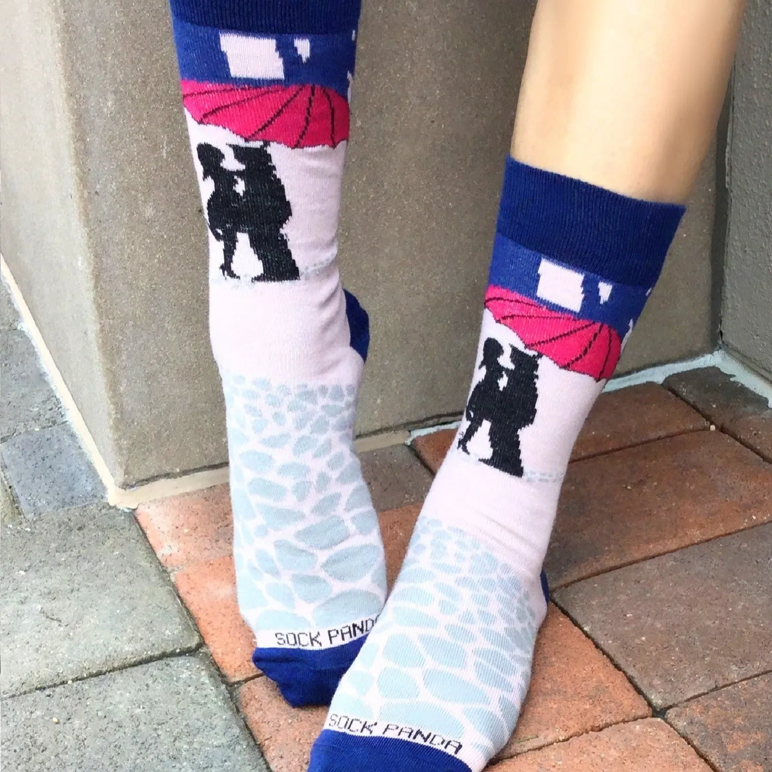 Kissing in the Rain Socks from the Sock Panda (Adult Medium - Women's Shoe Sizes 5-10)