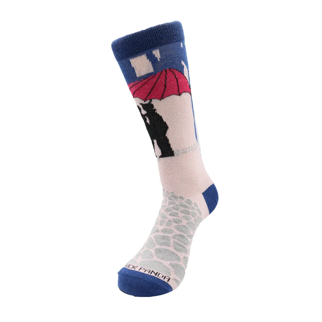 Kissing in the Rain Socks from the Sock Panda (Adult Medium - Women's Shoe Sizes 5-10)