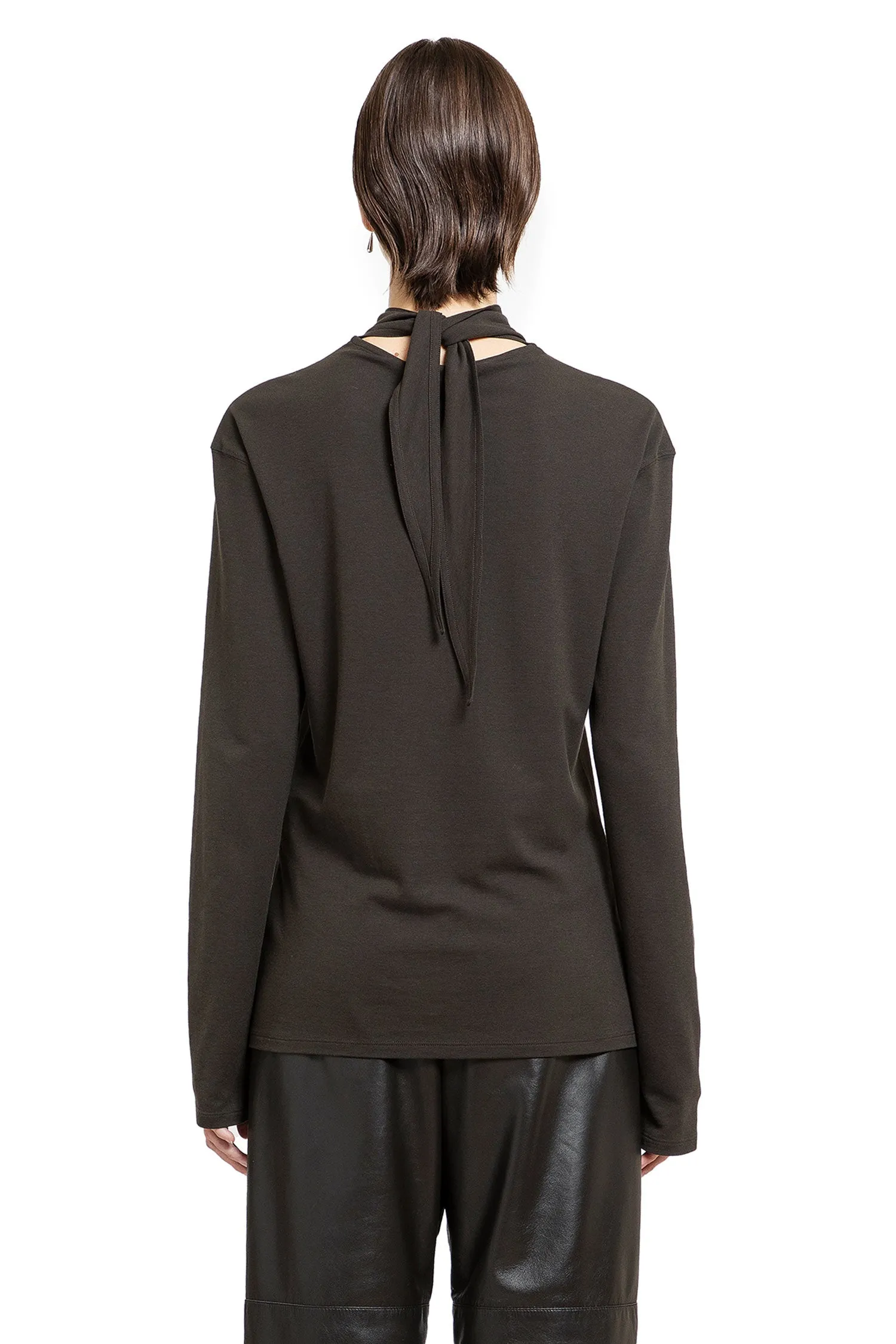 LEMAIRE WOMAN BROWN T-SHIRTS & TANK TOPS