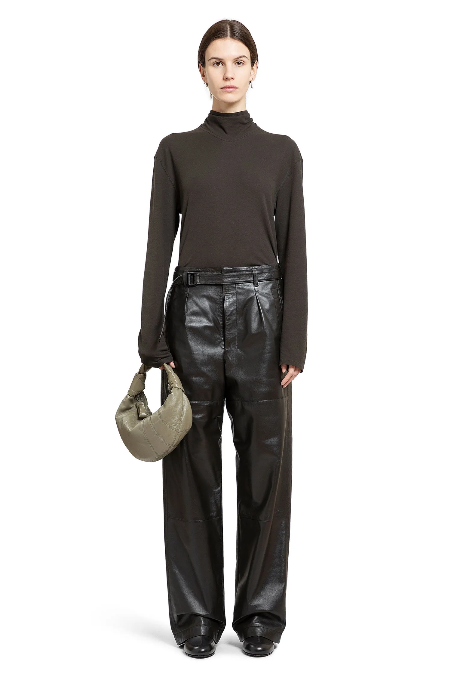 LEMAIRE WOMAN BROWN T-SHIRTS & TANK TOPS
