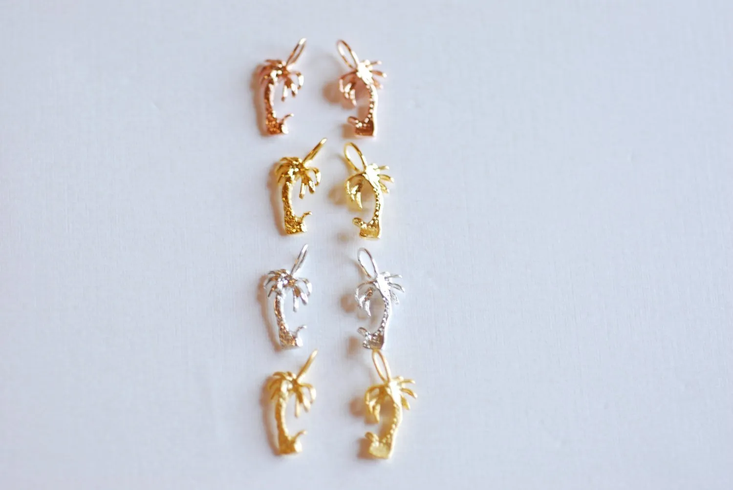 Matte Vermeil Wholesale Gold Tropical Palm Tree Charm Pendant- 18k gold plated over Sterling Silver, Gold Coconut Tree, Gold Pine Tree Charm, 273