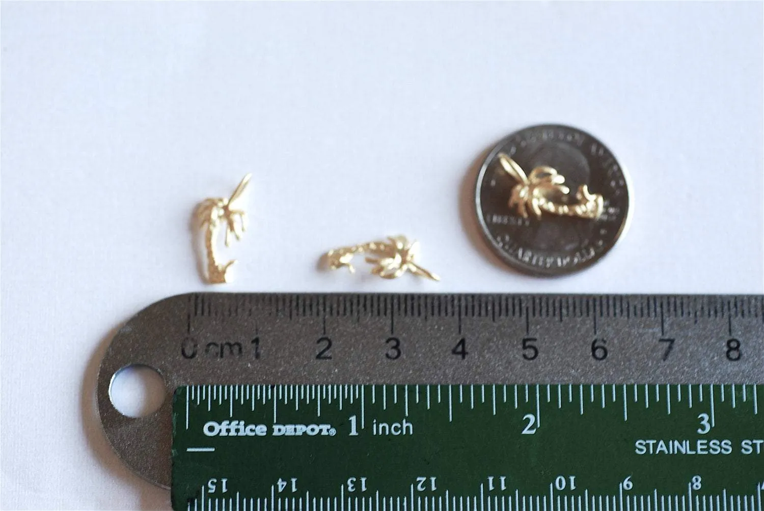 Matte Vermeil Wholesale Gold Tropical Palm Tree Charm Pendant- 18k gold plated over Sterling Silver, Gold Coconut Tree, Gold Pine Tree Charm, 273