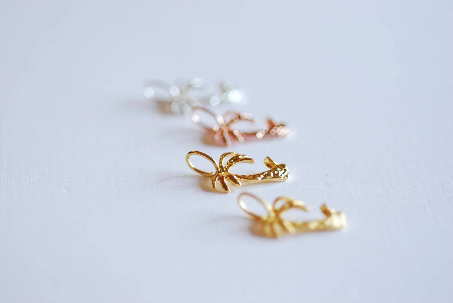 Matte Vermeil Wholesale Gold Tropical Palm Tree Charm Pendant- 18k gold plated over Sterling Silver, Gold Coconut Tree, Gold Pine Tree Charm, 273
