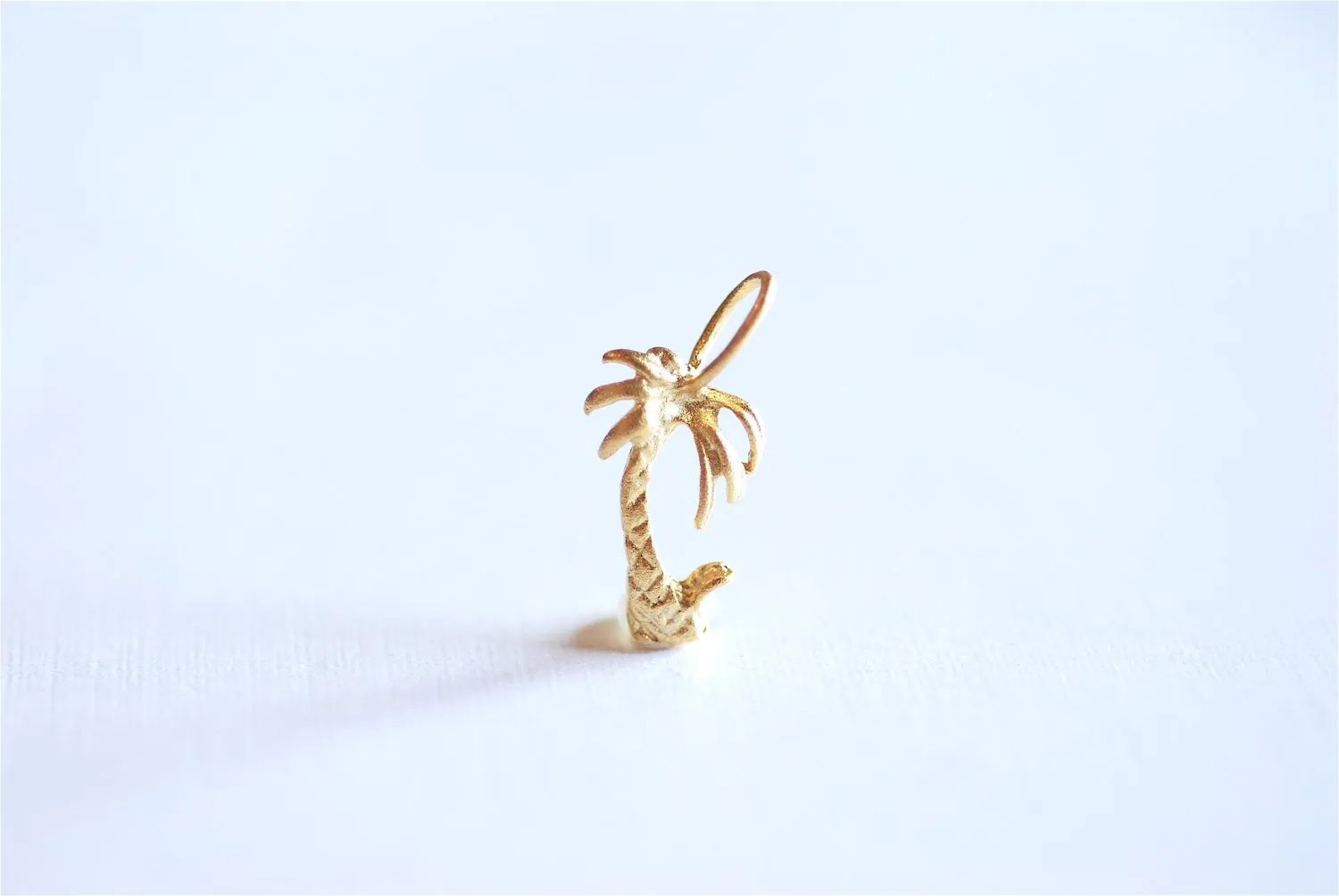 Matte Vermeil Wholesale Gold Tropical Palm Tree Charm Pendant- 18k gold plated over Sterling Silver, Gold Coconut Tree, Gold Pine Tree Charm, 273