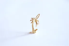 Matte Vermeil Wholesale Gold Tropical Palm Tree Charm Pendant- 18k gold plated over Sterling Silver, Gold Coconut Tree, Gold Pine Tree Charm, 273
