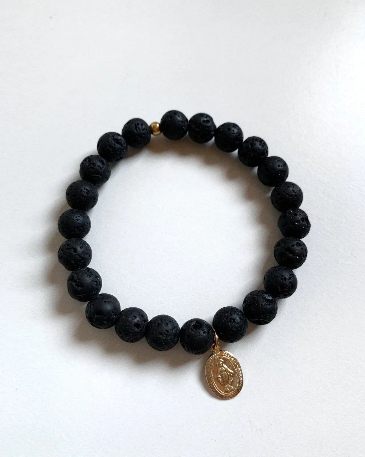 Miraculous Medal Lava Beaded Bracelet