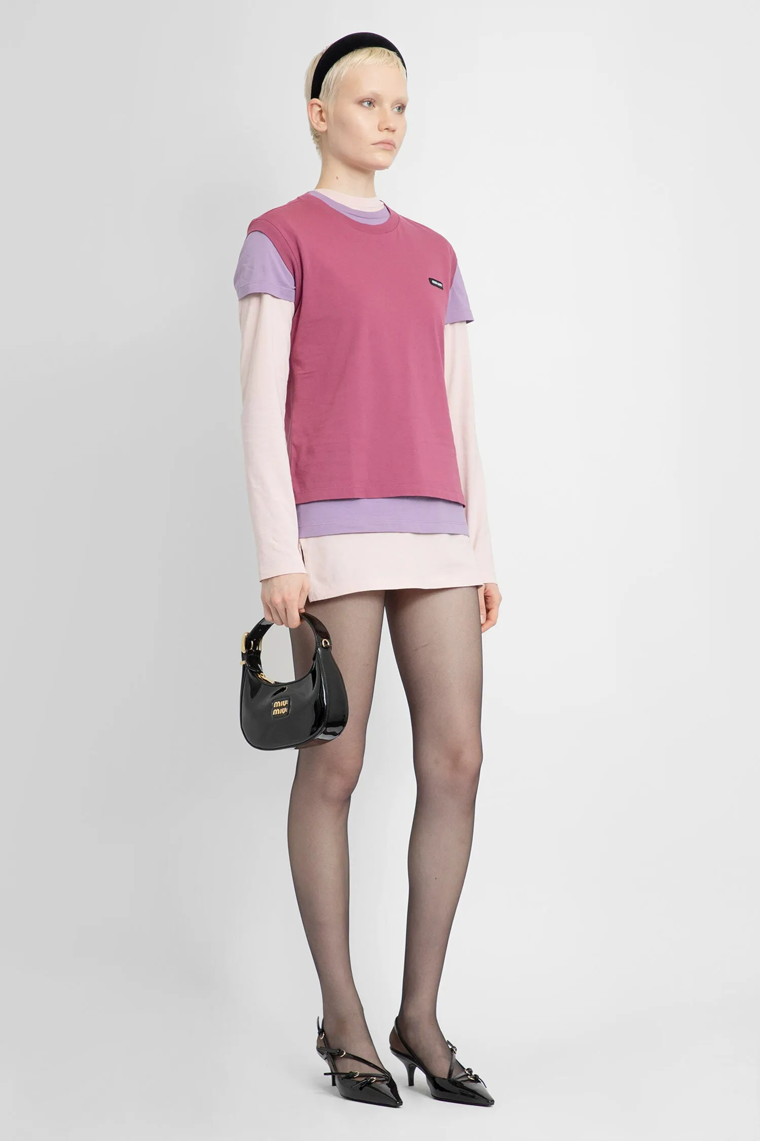 MIU MIU WOMAN MULTICOLOR T-SHIRTS & TANK TOPS