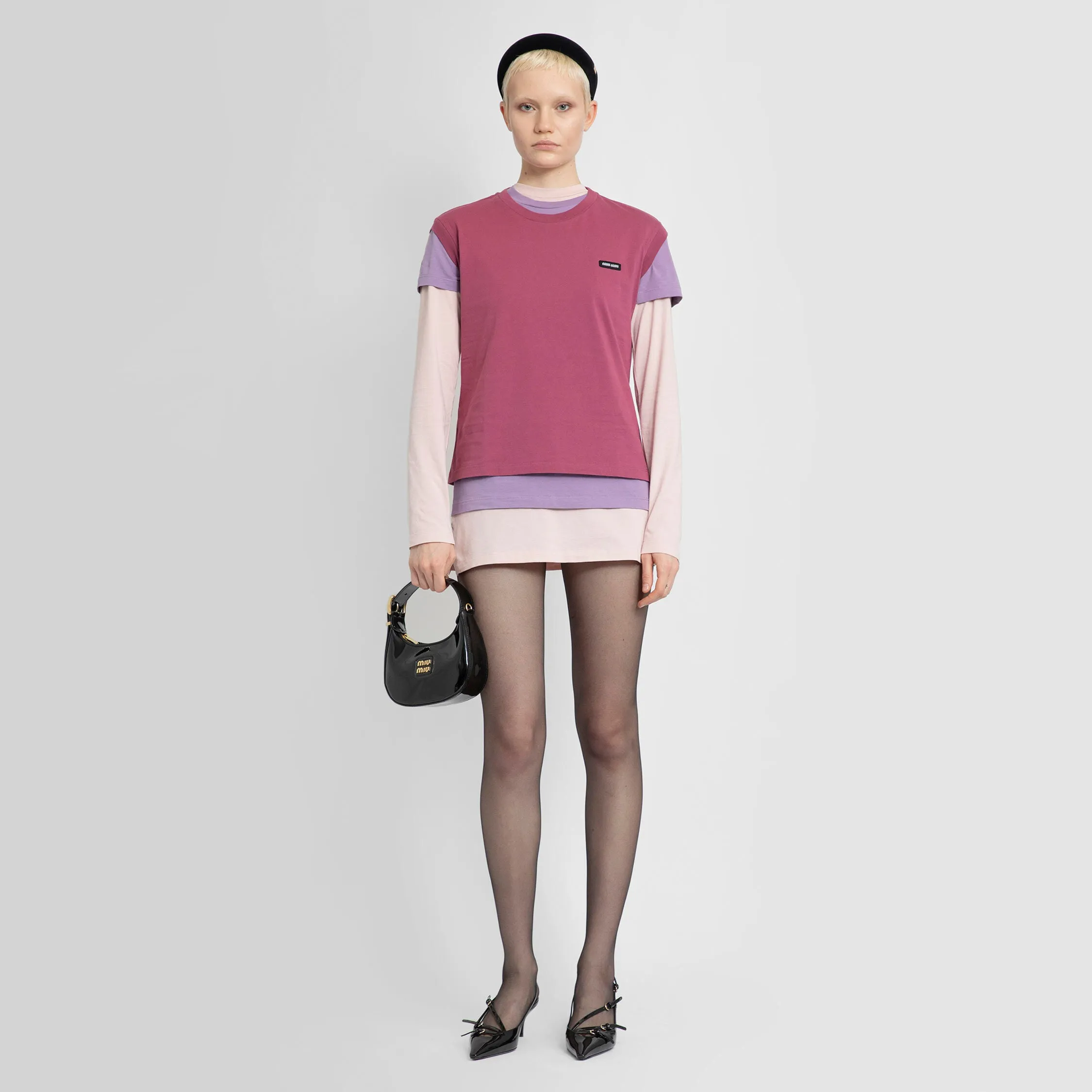 MIU MIU WOMAN MULTICOLOR T-SHIRTS & TANK TOPS