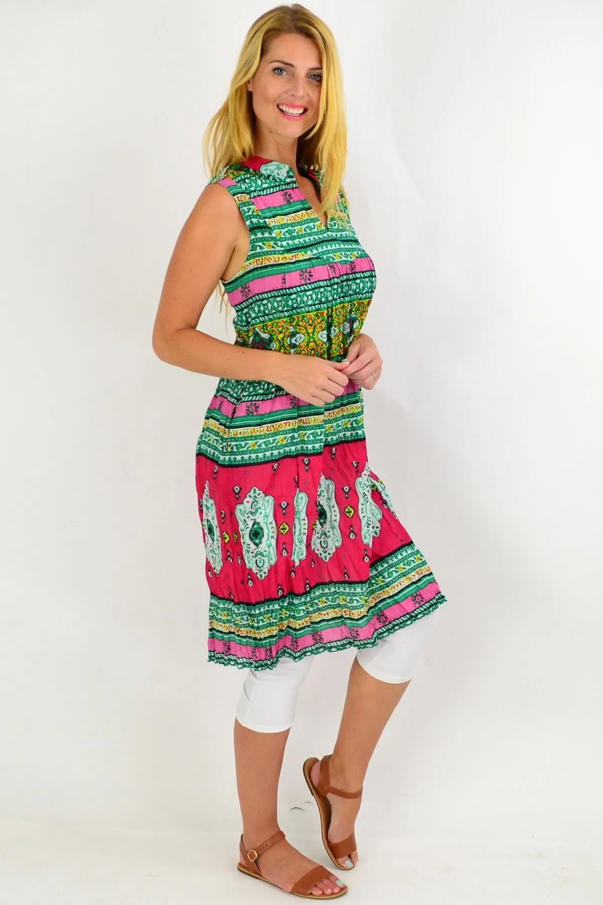 Oriental Green Line Tunic Dress