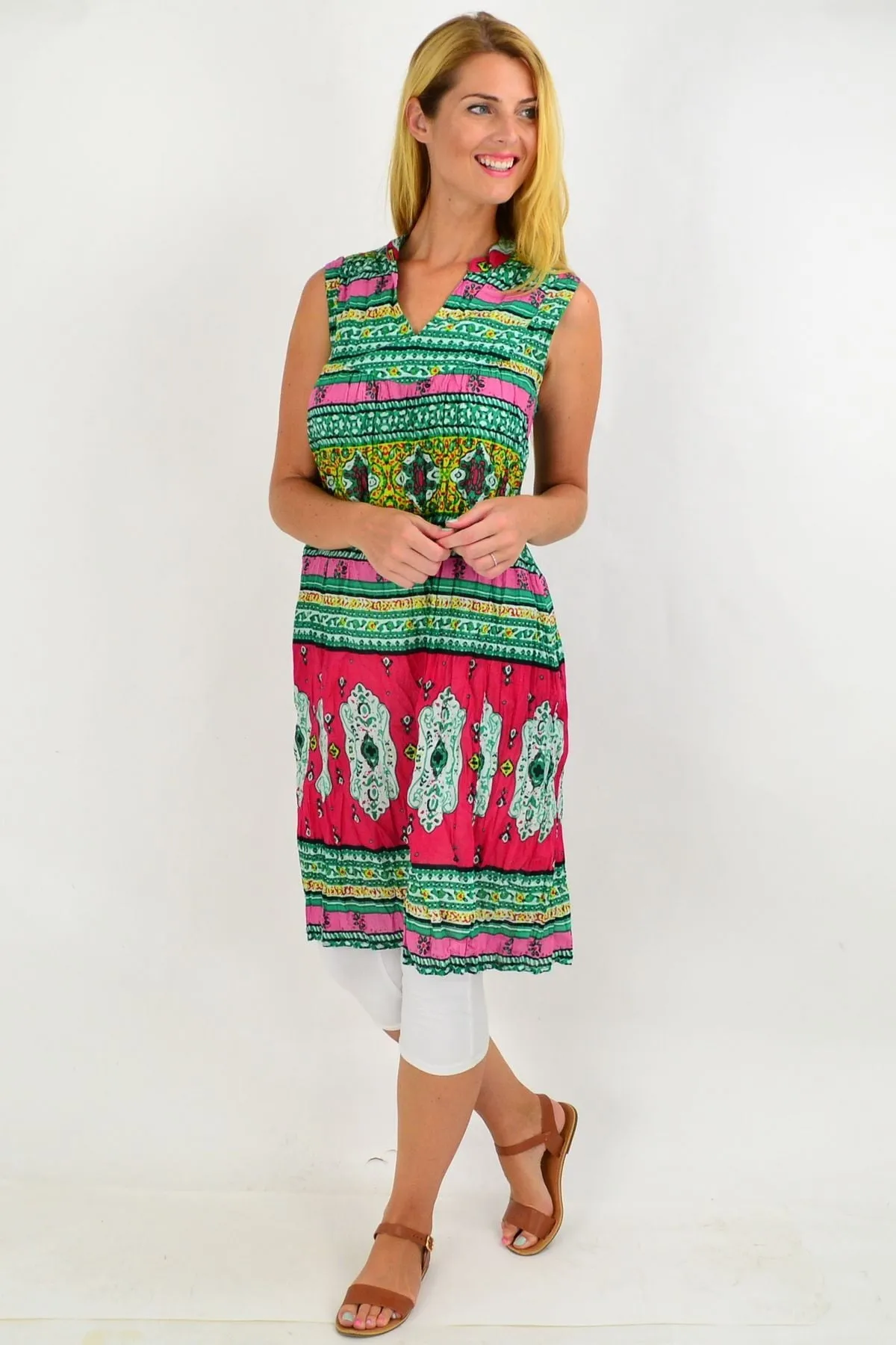Oriental Green Line Tunic Dress
