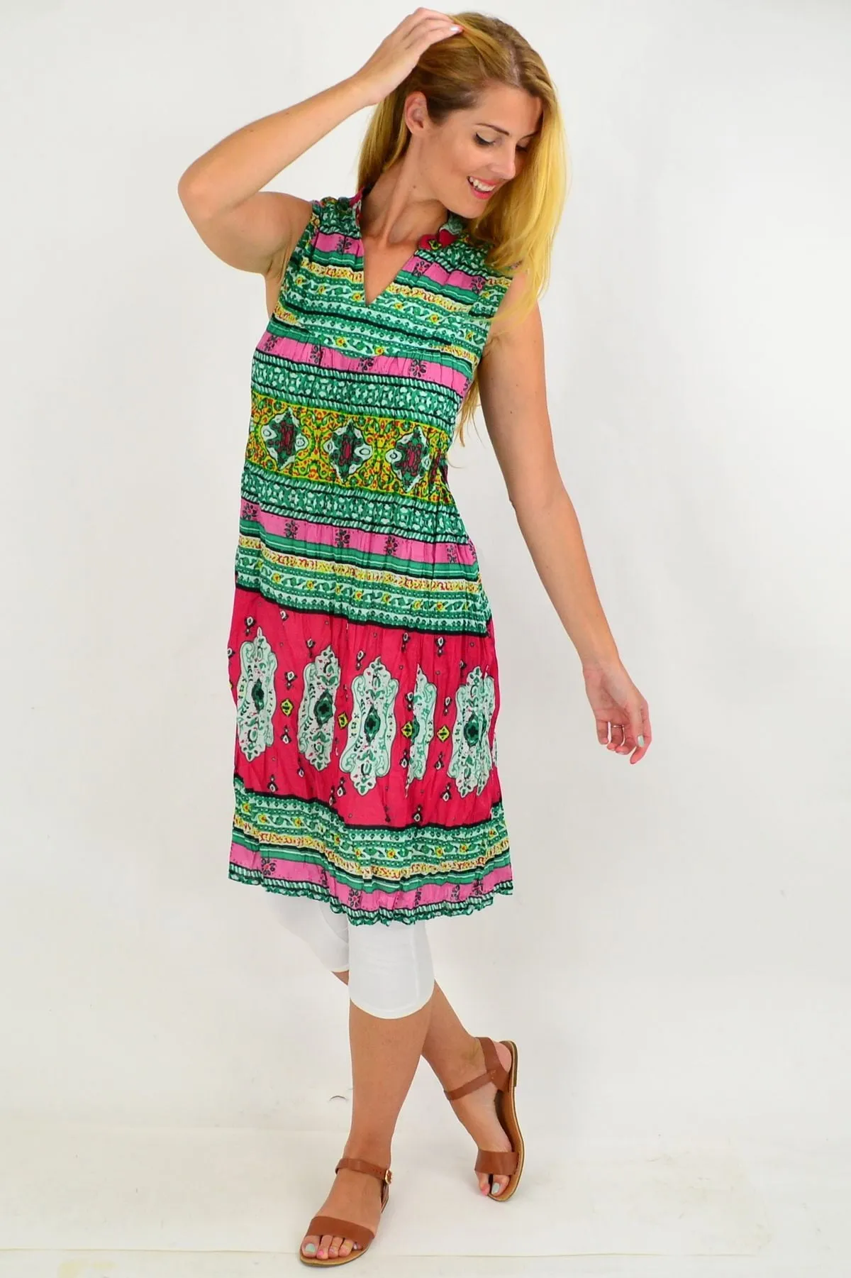 Oriental Green Line Tunic Dress