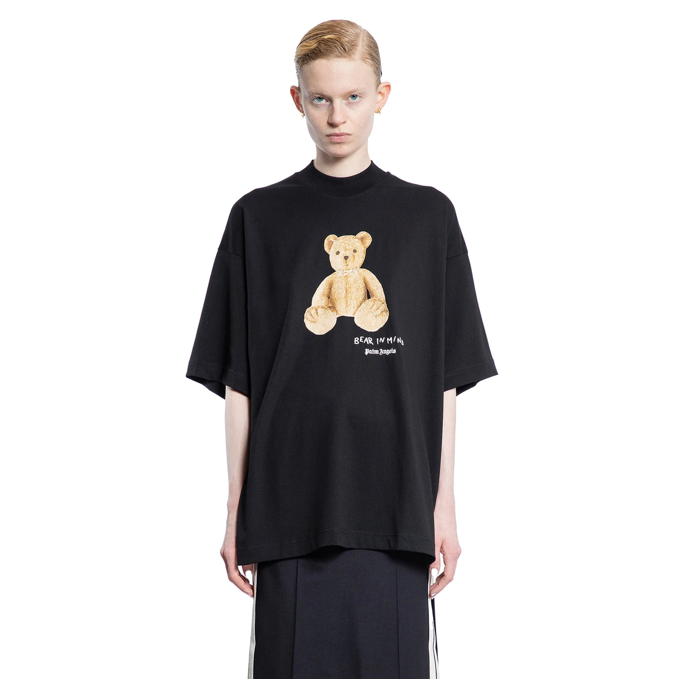 PALM ANGELS WOMAN BLACK T-SHIRTS & TANK TOPS